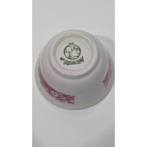 Syracuse Strawberry Hill Custard Cup White Red Floral Mid-Century Collectible - Picture 10 of 11